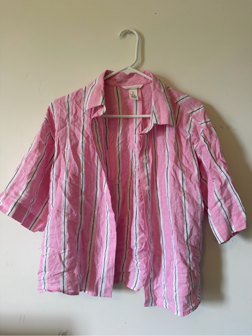 H&M Pink Striped Button-Up Shirt